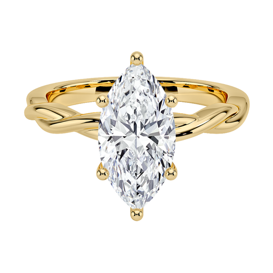 1 To 5 Ct Twisted Vine Hidden Halo Marquise Cut Lab Grown Diamond Ring | Pooja Diamond | IGI Certified Lab Diamond