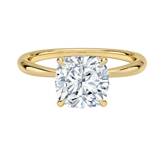 1 TO 5 CT Lab Grown Cushion Cut Diamond Freesia 2mm Solitaire Ring in 10K/14K/18K Gold | Minimalist Twisted Prong Design | IGI Certified Lab Diamond