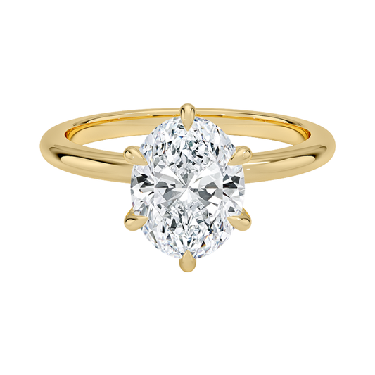 1 TO 5 CT Modern Oval Cut Lab Grown Diamond Esme 1.8mm Solitaire Ring in 10K/14K/18K Gold | Pooja Diamond | IGI Certified Lab Diamond