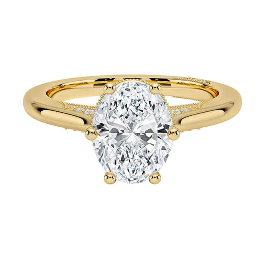 1 To 5 Ct Lab Grown Oval Cut Simply Tacori Crown Diamond Ring in 10K/14K/18K Gold with Hidden Halo – Elegant Solitaire Design | Pooja Diamonds | IGI Certified Lab Diamond