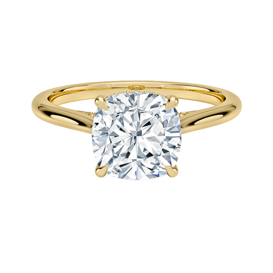 1 TO 5 CT Lab Grown Cushion Cut Diamond Ring in 10K/14K/18K Gold with Hidden Halo | Luxury Solitaire – Pooja Diamond | IGI Certified Lab Diamond