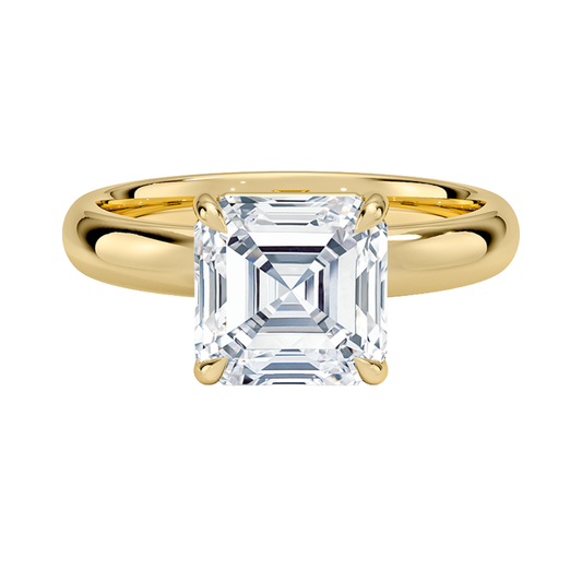 1 TO 5 CT Lab Grown Asscher Cut Audrey Perfect FIt 3mm Solitaire Ring in 10K/14K/18K Gold | Cathedral Setting |IGI Certified Lab Diamond