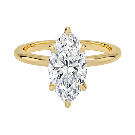 1 TO 5 CT Modern Marquise Cut Lab Grown Diamond Esme 1.8mm Solitaire Ring in 10K/14K/18K Gold | Pooja Diamond | IGI Certified Lab Diamond