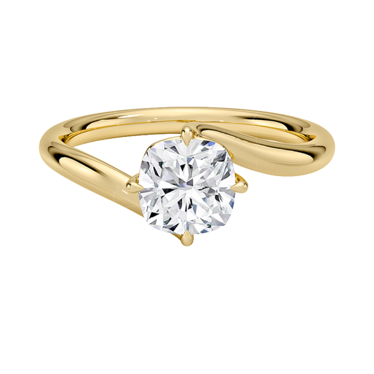 1 TO 5 CT Lab Grown Cushion Cut Diamond Atelier Solitaire Ring in 10K/14K/18K Gold | Twisted Band Engagement Ring | IGI Certified Lab Diamond