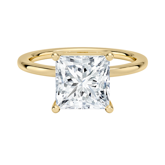 1 TO 5 CT Lab Grown Princess Cut Diamond Perfect Fit 1.4mm Solitaire Ring in 10K/14K/18K Gold – Classic Basket Setting | Pooja Diamond | IGI Certified Lab Diamond