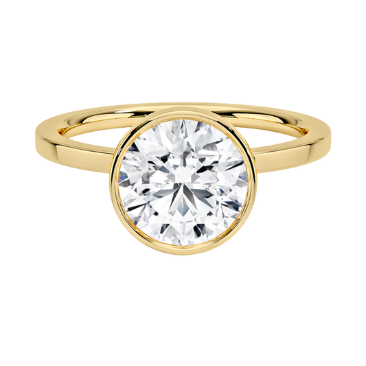 1 TO 5 CT Lab Grown Round Cut Diamond Noemi Bezel Ring in 10K/14K/18KGold – Modern Basket Setting | Pooja Diamond | IGI Certified Lab Diamond