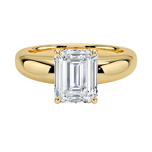 1 TO 5 CT Lab Grown Emerald Cut Diamond Solitaire Ring in Yellow Gold | Pooja Diamonds|IGI Certified Lab Diamond