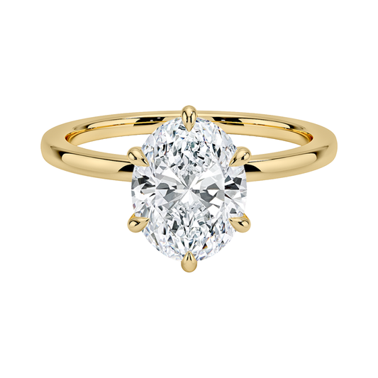 1 To 5 Ct Lab Grown Oval Cut Secret Halo Six-Prong Diamond Ring with Hidden Halo in 10K/14K/18K Gold | Pooja Diamond | IGI Certified Lab Diamond