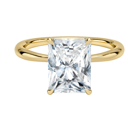 1 TO 5 CT Lab Grown Radiant Cut Diamond Freesia 2mm Solitaire Ring in 10K/14K/18K Gold | Minimalist Twisted Prong Design | IGI Certified Lab Diamond