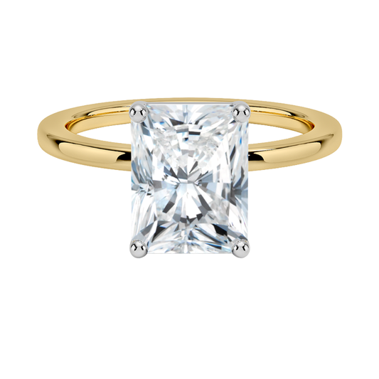 1 TO 5 CT Lab Grown Radiant Cut Diamond Mixed Metal Perfect Fit Solitaire Ring in 10K/14K/18K Gold – Classic High-Set Design | Pooja Diamond | IGI Certified Lab Diamond