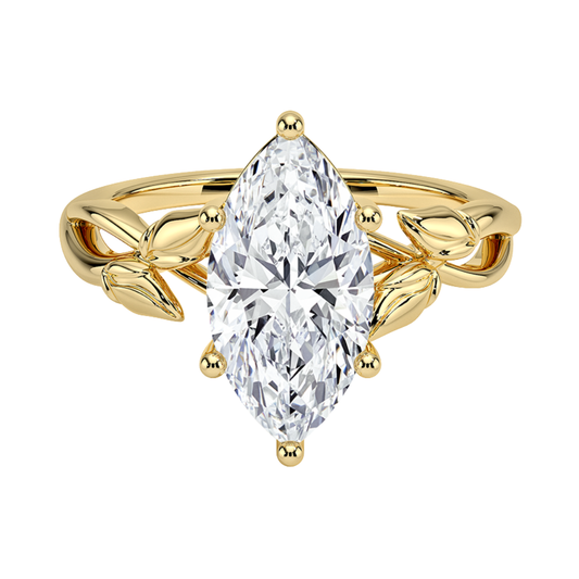 1 TO 5 CT Lab Grown Marquise Cut Diamond Ring in 10K/14K/18K Gold | Twisted Split Shank Solitaire | IGI Certified Lab Diamond