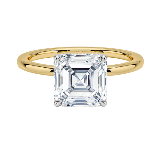 1 TO 5 CT Lab Grown Asscher Cut Diamond Hidden Halo Ring in 10K/14K/18K Gold | Pooja Diamonds|IGI Certified Lab Diamond