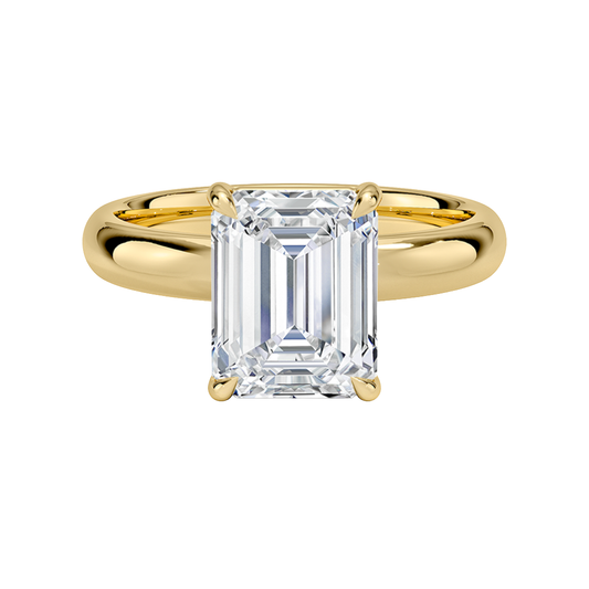 1 TO 5 CT Lab Grown Emerald Cut Audrey Perfect FIt 3mm Solitaire Ring in 10K/14K/18K Gold | Cathedral Setting |IGI Certified Lab Diamond