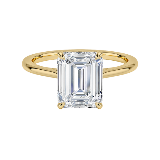1 To 5 CT Elegant Lab Grown Emerald Cut Diamond Petal 1.5mm Solitaire Ring in 10K/14K/18K Gold | Pooja Diamond | IGI Certified Lab Diamond