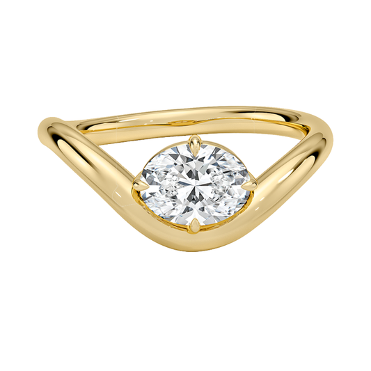 1 To 5 Ct Modern Lab Grown Oval Cut Diamond Silhouette Solitaire Ring in 10K/14K/18K Gold | Pooja Diamond | IGI Certified Lab Diamond