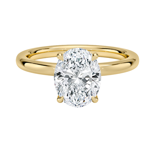 1 To 5 Ct Lab Grown Oval Cut Secret Halo 2mm Diamond Ring with Hidden Halo in 10K/14K/18K Gold | Pooja Diamond | IGI Certified Lab Diamond