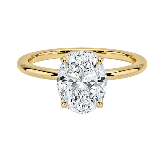 1 TO 5 CT Lab Grown Oval Cut Diamond Fairmined 1.5mm Comfort Fit Solitaire Ring in 10K/14K/18K Gold | Elegant Four-Prong Setting | IGI Certified Lab Diamond