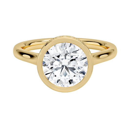 1 TO 5 CT Lab Grown Round Cut Diamond Ring with Hidden Pavé Gallery in 10K/14K/18K Gold | Pooja Diamond | IGI Certified Lab Diamond