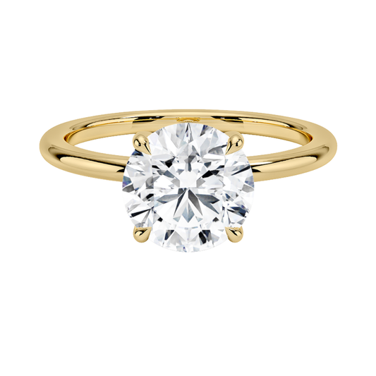 1 TO 5 CT Lab Grown Round Cut Diamond Fairmined 1.5mm Comfort Fit Solitaire Ring in 10K/14K/18K Gold | Elegant Four-Prong Setting | IGI Certified Lab Diamond