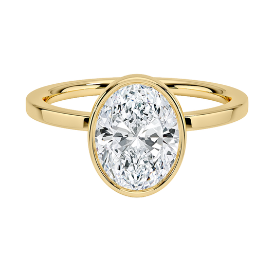 1 TO 5 CT Lab Grown Oval Cut Diamond Noemi Bezel Ring in 10K/14K/18KGold – Modern Basket Setting | Pooja Diamond | IGI Certified Lab Diamond