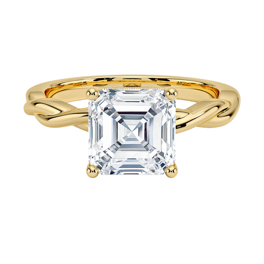 1 To 5 Ct Twisted Vine Hidden Halo Asscher Cut Lab Grown Diamond Ring | Pooja Diamond | IGI Certified Lab Diamond