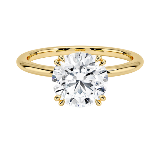 1 TO 5 CT Lab Grown Round Cut Aveline Solitaire Ring in 10K/14K/18K Gold | Infinity Prong Setting | IGI Certified Lab Diamond