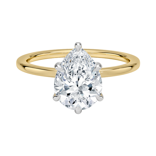 1 TO 5 CT Lab Grown Pear Cut Diamond Mixed Metal Lumiere Diamond Ring in 10K/14K/18K Gold with Hidden Halo | Pooja Diamond  | IGI Certified Lab Diamond