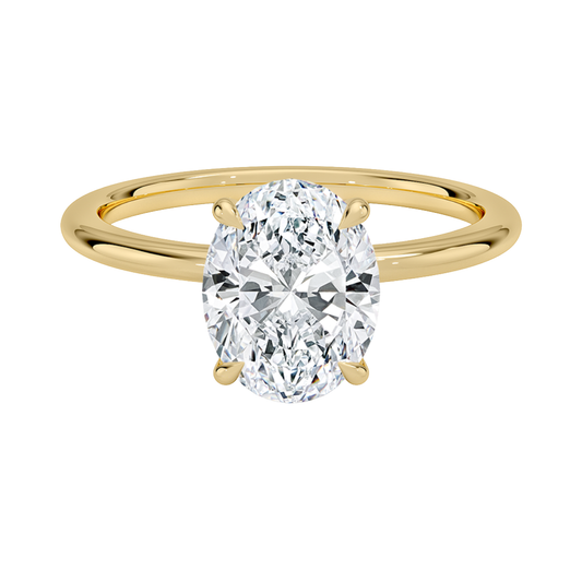 1 TO 5 CT Lab Grown Oval Cut Diamond Petite Elodie 1.5mm Solitaire Ring in 10K/14K/18K Gold – Classic Cathedral Setting | IGI Certified Lab Diamond