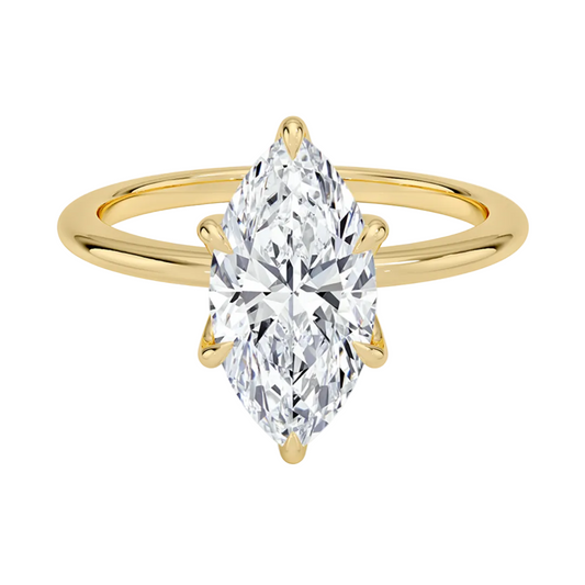1 TO 5 CT Lab Grown Marquise Cut Diamond Petite Esme 1.5mm Solitaire Ring in 10K/14K/18K Gold – Elegant Cathedral Setting | IGI Certified Lab Diamond