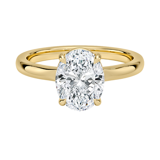 1 TO 5 CT Lab Grown Oval Cut Diamond Alice Solitaire Ring in 10K/14K/18K Gold | Modern Bezel Setting | Pooja Diamonds| IGI Certified Lab Diamond