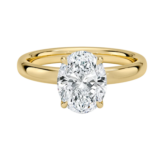 1 TO 5 CT Premium Oval Cut Lab Grown Diamond Elodie 2.5mm Solitaire Ring in 10K/14K/18K Gold | Pooja Diamond | IGI Certified Lab Diamond