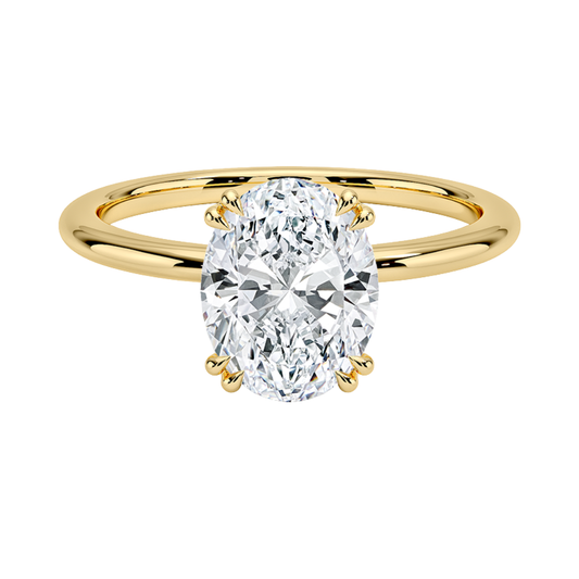 1 TO 5 CT Lab Grown Oval Cut Aveline Solitaire Ring in 10K/14K/18K Gold | Infinity Prong Setting | IGI Certified Lab Diamond