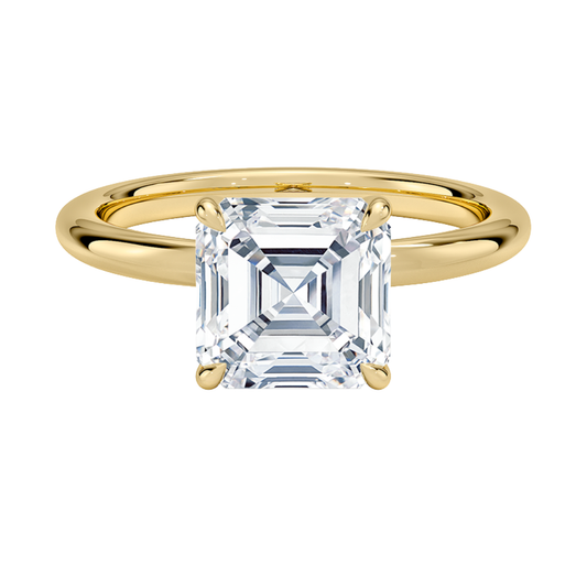 1 To 5 CT Lab Grown Asscher Cut Diamond Manon Solitaire Ring in 10K/14K/18K Gold | Pooja Diamond | IGI Certified Lab Diamond
