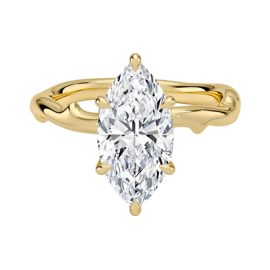 1 TO 5 CT Luxury Lab Grown Marquise Cut Rose Thorn Hidden Accent Diamond Ring with Pave Basket in 10K/14K/18K Gold | Pooja Diamond | IGI Certified Lab Diamond