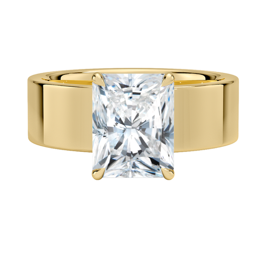 1 TO 5 CT Lab Grown Radiant Cut Diamond Peyton 6mm Solitaire Ring in 10K/14K/18K Gold with Extra-Wide Polished Band | Pooja Diamond | IGI Certified Lab Diamond