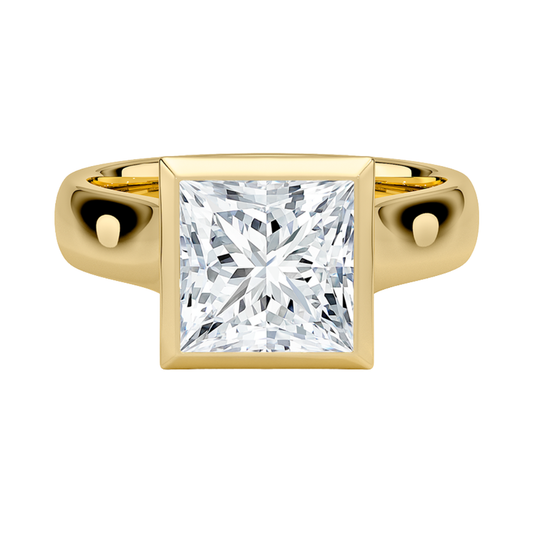 1 TO 5 CT Modern lab grown Princess cut diamond solitaire ring in 10K/14K/18K gold with T-bar setting | Pooja Diamond | IGI Certified Lab Diamond