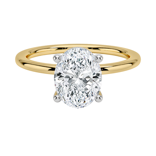 1 TO 5 CT Lab Grown Oval Cut Diamond Mixed Metal Perfect Fit Solitaire Ring in 10K/14K/18K Gold – Classic High-Set Design | Pooja Diamond | IGI Certified Lab Diamond