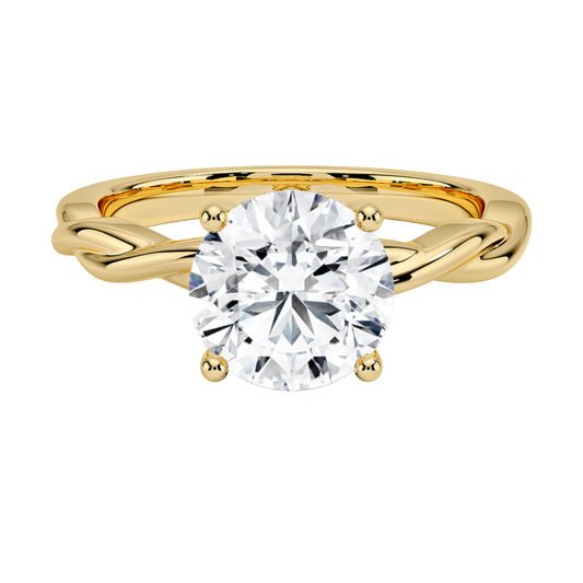 1 To 5 Ct Twisted Vine Hidden Halo Round  Cut Lab Grown Diamond Ring | Pooja Diamond | IGI Certified Lab Diamond