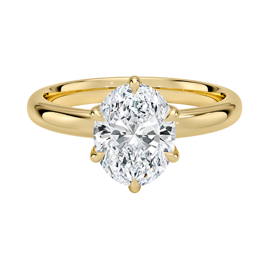 1 TO 5 CT Lab Grown Oval Cut Diamond Esme 2.5mm Solitaire Ring in 10K/14K/18K Gold | Elegant Cathedral Setting – Pooja Diamond | IGI Certified Lab Diamond