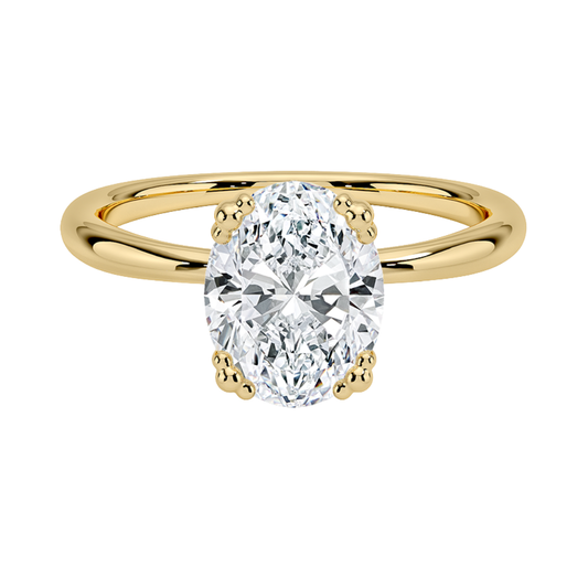 1 TO 5 CT Lab Grown Oval Cut Solitaire Diamond Freesia Triple-Prong Solitaire Ring in 10K/14K/18K Gold | Pooja Diamond | IGI Certified Lab Diamond