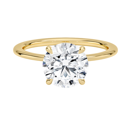 1 TO 5 CT Lab Grown Round Cut Petite Secret Halo Diamond Ring in 10K/14K/18K Gold with Hidden Accent Detail |IGI Certified Lab Diamond
