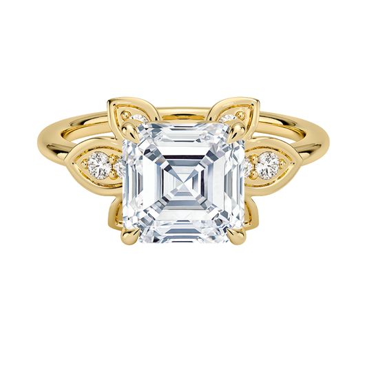 1 TO 5 CT Luxe Fiore Asscher Cut Lab Grown Diamond Ring with Floral Gallery in 10K/14K/18K Gold | Pooja Diamond | IGI Certified Lab Diamond