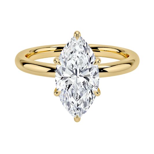 1 TO 5 CT Lab Grown Marquise Shape Diamond Solitaire Ring in 10K/14K/18K Gold | Romantic Six-Prong Design |IGI Certified Lab Diamond