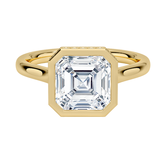 1 TO 5 CT Lab Grown Asscher Cut Diamond Ring with Hidden Pavé Gallery in 10K/14K/18K Gold | Pooja Diamond | IGI Certified Lab Diamond