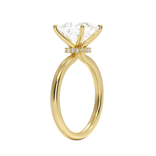 1 To 5 Ct Lab Grown Princess Cut Secret Halo 2mm Diamond Ring with Hidden Halo in 10K/14K/18K Gold | Pooja Diamond | IGI Certified Lab Diamond
