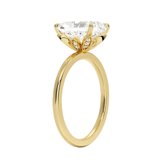 1 TO 5 CT Lab Grown Radiant Cut Petal 1.5mm Diamond Ring in 10K/14K/18K Gold with Hidden Halo Gallery | Pooja Diamond | IGI Certified Lab Diamond
