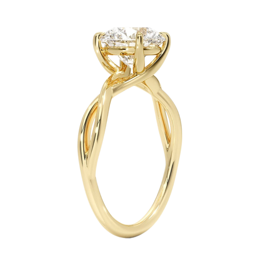 1 TO 5 CT Lab Grown Round Cut Diamond Engagement Ring in 10K/14K/18K Gold | Twisted Shank Solitaire | Pooja Diamonds|IGI Certified Lab Diamond