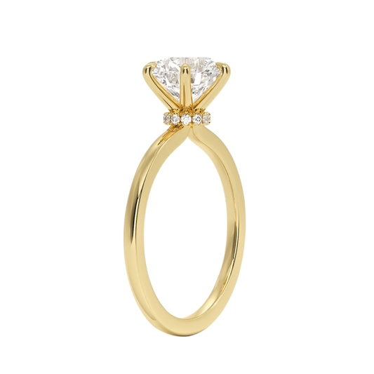 1 To 5 Ct Lab Grown Round Cut Secret Halo Six-Prong Diamond Ring with Hidden Halo in 10K/14K/18K Gold | Pooja Diamond | IGI Certified Lab Diamond