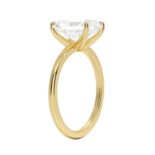 1 TO 5 CT Lab Grown Radiant Cut Diamond Fairmined 1.5mm Comfort Fit Solitaire Ring in 10K/14K/18K Gold | Elegant Four-Prong Setting | IGI Certified Lab Diamond
