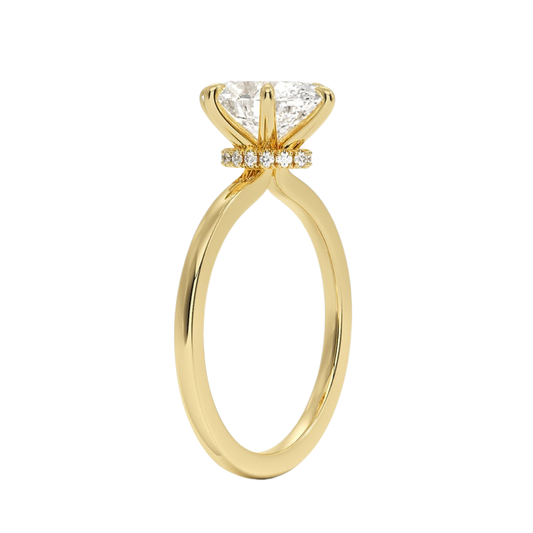 1 To 5 Ct Lab Grown Oval Cut Secret Halo Six-Prong Diamond Ring with Hidden Halo in 10K/14K/18K Gold | Pooja Diamond | IGI Certified Lab Diamond